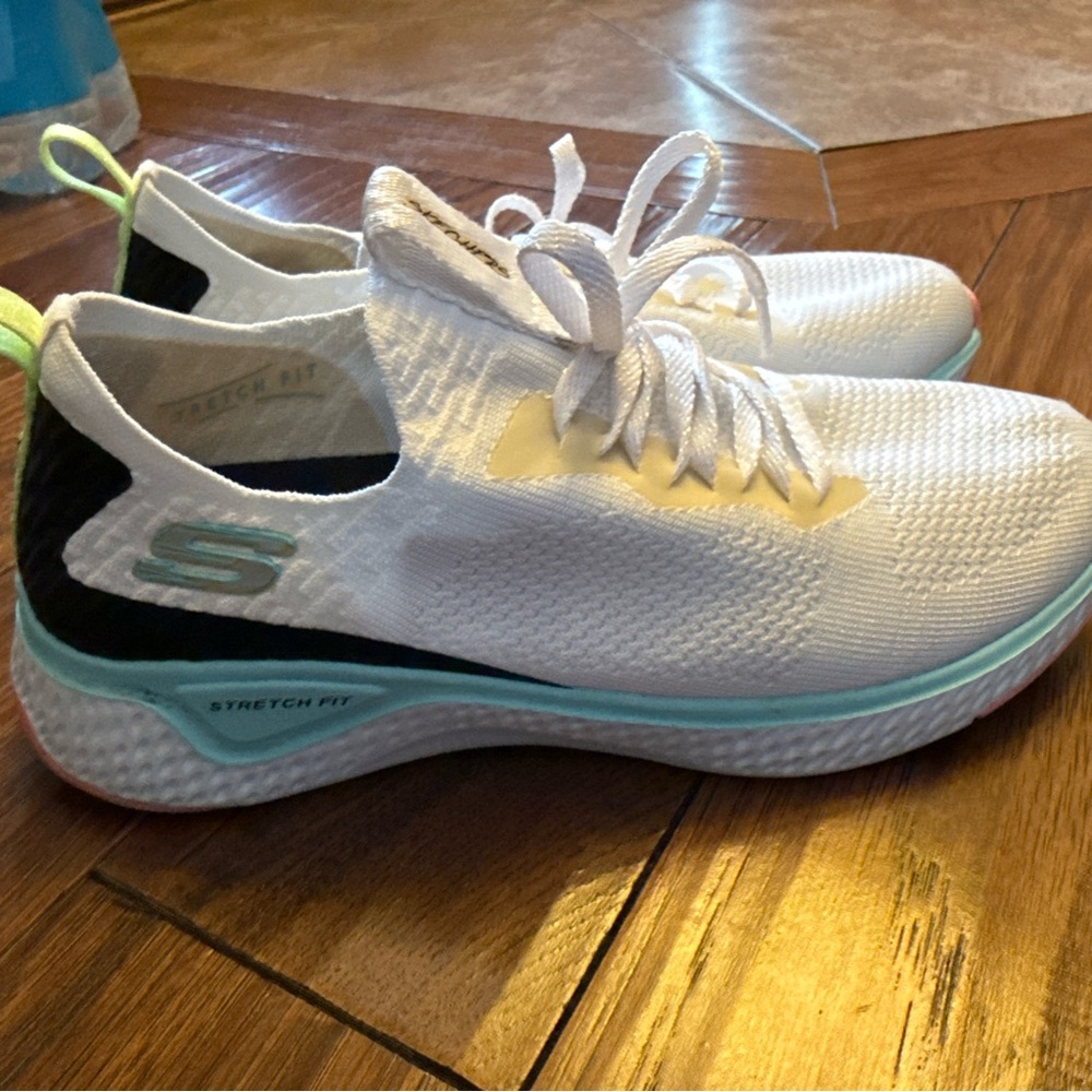 Skechers Air-Cooled Sneakers Shoes‎ White Pink Mint SN 13325 Women Size 8 - Picture 7 of 7